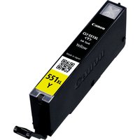 Canon CLI-551XL yellow ink cartridge, black casing, yellow label with QR code, high yield capacity.