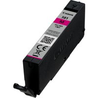 Canon CLI-581M magenta ink cartridge, black casing, pink label with QR code and Canon logo.