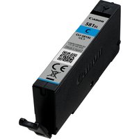 Canon CLI-581XL cyan ink cartridge, black casing, blue label, QR code, and model number on top.