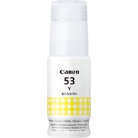 Canon GI-53Y yellow ink bottle with white cap and yellow checkered label design.