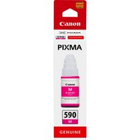 Canon GI-590 magenta ink bottle with red cap, white label, and Canon branding in a rectangular box.
