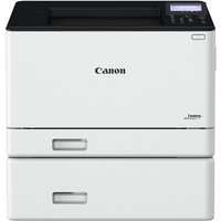 White Canon i-SENSYS LBP673dw II laser printer with black top, LCD display, and front paper tray.