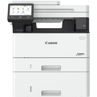 White Canon i-SENSYS MF461dw II printer with touchscreen, dual paper trays, and USB port.