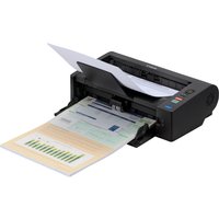 Black Canon imageFORMULA DR-M140II document scanner with automatic document feeder and control buttons on the side.