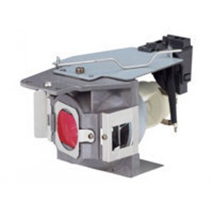Canon LV-LP40 projector lamp features a silver metal casing, a prominent red bulb at the front, and a connector for easy installation, designed for 210 W UHP projectors.