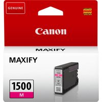 Canon PGI-1500M Magenta Ink Cartridge in black casing with magenta label, packaged in red and white Canon box.