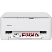 White Canon PIXMA TS6550i inkjet printer with Wi-Fi, displaying printed page, compact design with front paper tray.