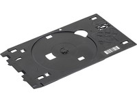 Black plastic spare part tray for Canon QL2-6297-000 printer/scanner, featuring a circular cutout and various slots for securing components.