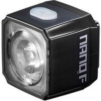 Black Cateye Nano-F front light, 60 lumens, USB rechargeable, with transparent lens and white power button.