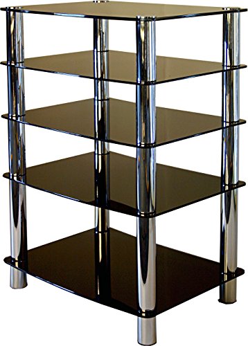 Centurion Supports Galago 5 Shelf Black Glass Multimedia Stand with Silver Legs - image 4