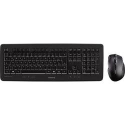 Black Cherry DW 5100 wireless QWERTZ keyboard with a sleek design and matching black mouse, featuring standard keys and a minimalist layout.