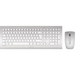 Cherry DW 8000 wireless keyboard and mouse set in white, featuring a sleek design, QWERTZ layout, and low-profile keys for a modern, minimalist look.