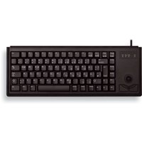 Black Cherry G84-4400 USB keyboard, compact design, QWERTZ layout, integrated trackball, German key labels.