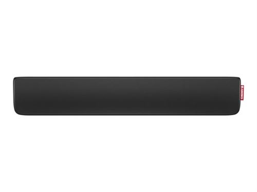 Black ergonomic palm rest designed for keyboards, featuring a smooth surface and a sleek, minimalist design with a subtle Cherry logo on the side.