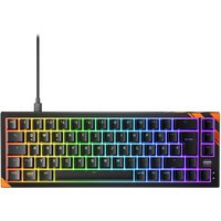 Black Cherry K5 PRO TMR compact gaming keyboard, USB, QWERTZ layout, German, RGB backlit keys, orange accents.