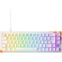 White Cherry K5 PRO TMR compact gaming keyboard with RGB backlit keys and orange accents, USB wired, QWERTZ layout.
