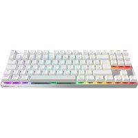 Silver and white CHERRY MX 8.2 Pro TMR wireless keyboard with RGB backlit keys, UK QWERTY layout.