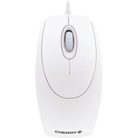 Pale grey Cherry corded optical mouse with scroll wheel, PS2/USB connectivity, and Cherry logo on top.