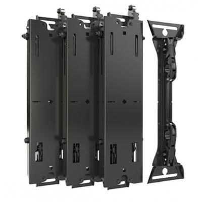 Four black metal mounting plates designed for the Chief Fusion® Extra-Large Pull Out Accessory, featuring adjustable slots and a sleek, modern design for versatile installation.