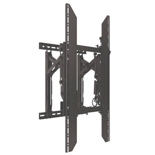 Black adjustable TV mount designed for 40-80" displays, featuring a sturdy metal frame with vertical support brackets and a sleek, modern design for video wall installations.