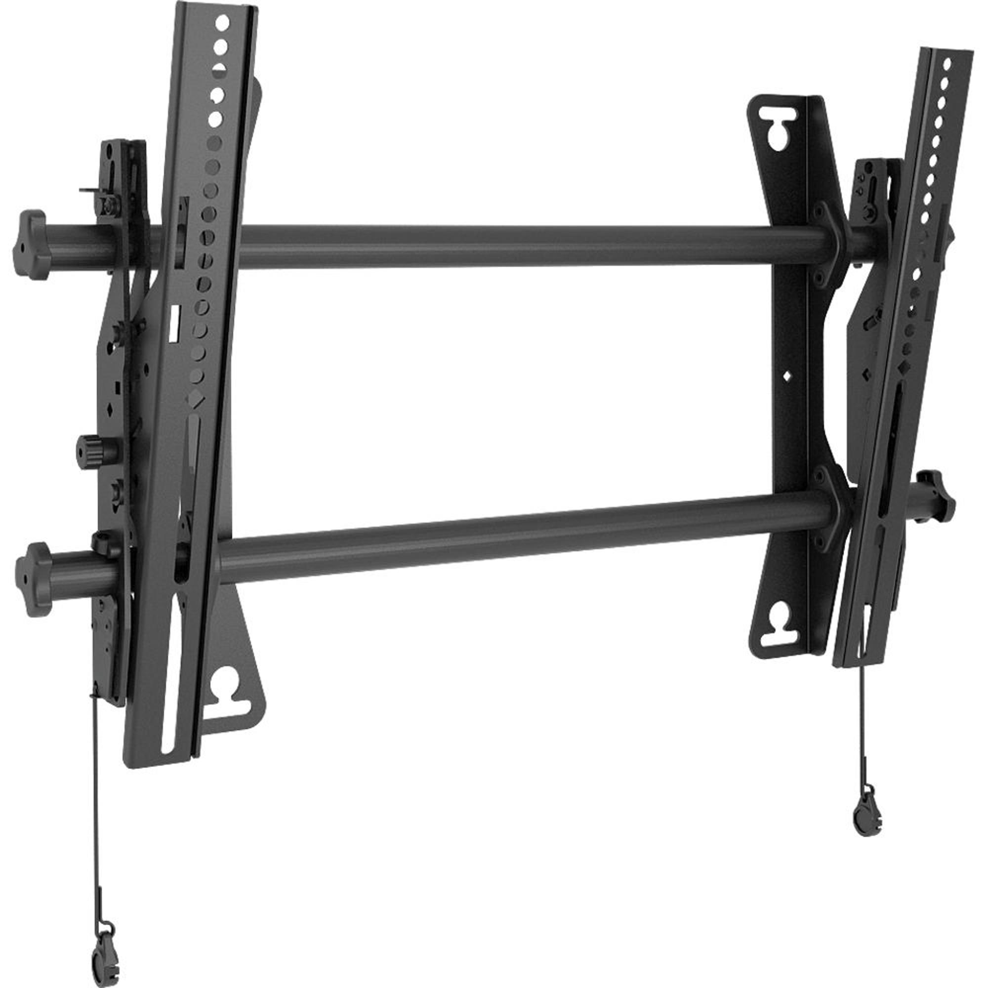 Black tilt wall mount for displays 32-65 inches, featuring durable metal construction, adjustable interface brackets, and a sleek design for optimal viewing angles.