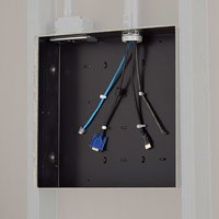 Black Chief PAC526 monitor mount accessory with multiple cable ports and attached cables.