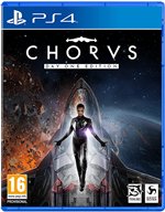 Chorus - Day One Edition for PS4 features a vibrant blue case, with a sci-fi cover art depicting a female pilot and a sleek spaceship against a cosmic background.