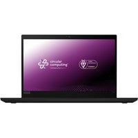 Black Lenovo ThinkPad T14 laptop with Intel Core i5, featuring a purple screen displaying Circular Computing logo.