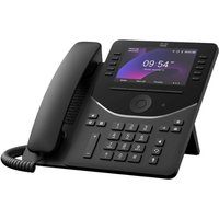 Black Cisco 9861 IP phone with LCD screen, 10 lines, Wi-Fi capability, and ergonomic handset.