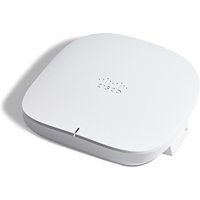 White Cisco Business 150AX Wi-Fi 6 Access Point, square with rounded edges, Cisco logo on top.