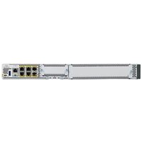 Cisco C8300-1N1S-4T2X wired router, silver, multiple Ethernet ports, compact design, 10 Gigabit and Fast Ethernet.