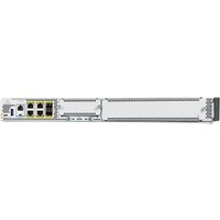 Cisco Catalyst 8300-1N1S-6T wired router, sleek silver design, multiple Ethernet ports, and vented side panels.