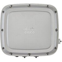 White Cisco C9124AXE-ROW wireless access point with rounded edges and visible screws, supports PoE.