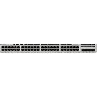 Cisco Catalyst 9200L switch with 48 Ethernet ports, four uplink ports, and a sleek black and silver design.