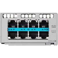 Cisco C9300X-NM-8M network switch module with eight Ethernet ports and metallic casing.