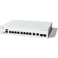 White Cisco Catalyst 1200-8T-E-2G Smart Switch with 8 GE ports, 2 combo ports, compact design, and logo on top.