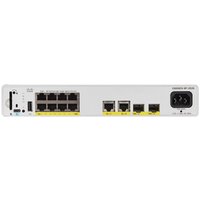 Grey Cisco Catalyst C9200CX network switch with 8 Ethernet ports, 2 uplink ports, and PoE capability.