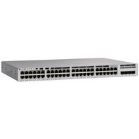 Cisco Catalyst C9200L-48PL-4X-E switch, 48-port PoE+, rack-mountable, sleek gray design with ventilation slots.