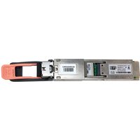 Cisco CVR-QSFP28-SFP25G adapter, silver with orange latch, rectangular shape, labeled with barcodes.