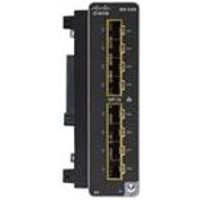 Cisco IE3300 network switch module, black with multiple Ethernet ports and LED indicators.