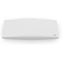 White Cisco Meraki MR46-HW wireless access point, rectangular with subtle logo, Power over Ethernet enabled.
