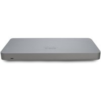Sleek silver Cisco Meraki MX75-HW firewall with rounded edges and front LED indicator, 1 Gbit/s capacity.