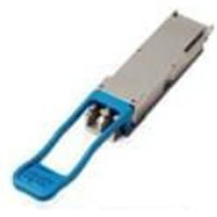 Cisco QSFP-100G-DR-S transceiver module, silver with blue pull tab and dual fiber optic ports