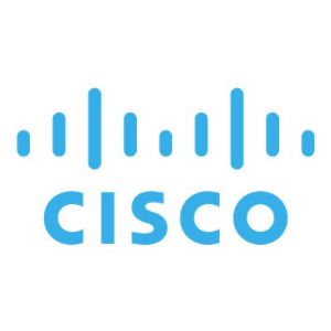 Cisco logo in blue with a series of vertical lines above the word "CISCO," representing connectivity and networking technology.