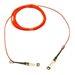 Red 3-meter active optical cable with SFP+ connectors on both ends, featuring a flexible design for high-speed 10 GBASE data transmission.