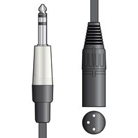 Citronic 12m cable with silver 6.35mm 1/4" jack plug and black 3-pin XLR male connector, stereo TRS balanced.