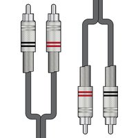 Black Citronic 3m cable with 3.5mm TRS stereo plug to two 6.35mm mono jack connectors, red and black bands.