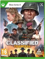 Cover art for "Classified: France '44" featuring soldiers in military uniforms, a woman in 1940s attire, and a dramatic background, with vibrant colors and the Xbox Series X logo.