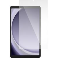 Clear tempered glass screen protector for Galaxy Tab A9, featuring precise cutouts and a smooth, glossy finish.