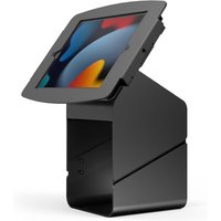 Black Compulocks iPad 10.2" kiosk with angled enclosure and sturdy base for secure tablet display.